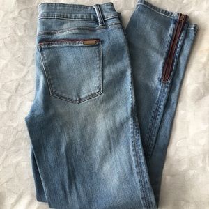 Leather trim jeans